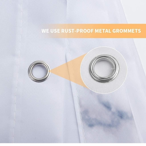 Marble Print (White, Black, Gray) Shower Curtain 72" x 72" - Picture 3 of 7